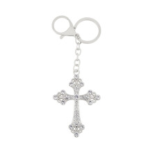 Elegant nøglering med rhinstenskrystal til kvinder, nøglering med funklende metalkrystal, gaveidé med religiøs tro