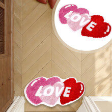 Tapis de bain en forme de cœur pour la Saint-Valentin - Tapis doux et antidérapant pour la chambre, la salle de bain et une entrée chaleureuse