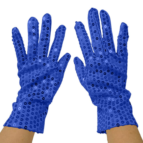 Königsblaue Glitzerhandschuhe, ellenbogenlang, Unisex, 1 Paar