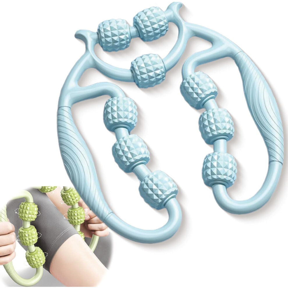 Nine-Wheel Circular Leg Clamp Roller Massager for Muscle Pain Relief â Blue