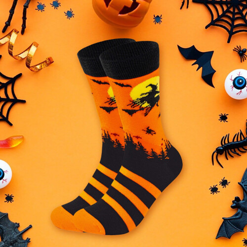 Κάλτσες Halloween με σχέδιο κινουμένων σχεδίων μέχρι το γόνατο για άνδρες γυναίκες