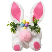 Couronne de Pâques en forme de derrière de lapin avec oreilles – Décoration de porte mignonne pour l'intérieur/l'extérieur, 20 x 28 cm