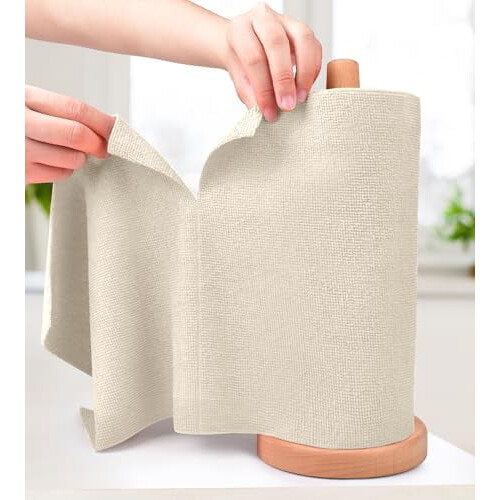 Rouleau de chiffons de nettoyage en microfibre beige sable, 20 feuilles
