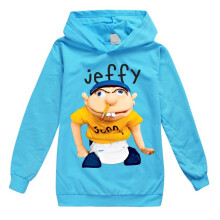 (LightBlue,120cm/5-6 years)Sweat à capuche imprimé Jeffy pour enfants garçons manches longues chemise de sport sweat à capuche sweat à