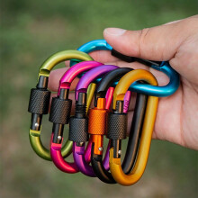 5pcs Random Colors D Shape Carabiner With Lock For Camping, Hiking, And Outdoor Adventures - Durable 8cm Aluminum With Stylish D-Ring Design