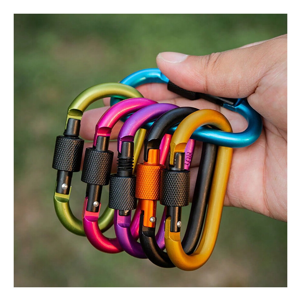 D-Shaped Carabiner Lock 8Cm Aluminum 5-Pack 9058772243690
