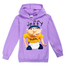 (Purple,150cm/9-10 years)Kinder Jeffy Print Hoodie Jungen Langarm Sportshirt Kapuze Hoody Sweatershirt