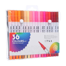 48-Pc Dual Brush Highlighter Pens: 36 Colors, Fine & Thick Nibs, Quick-Drying Art Markers for Drawing, Writing, Graffiti – Compatible with All Paper
