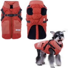Abrigo impermeable de forro polar para perro con arnés y cremallera, talla S