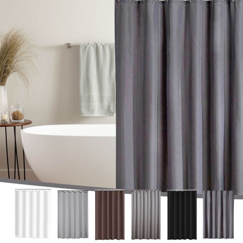 Duschdraperifoder, Vattentätt duschdraperi för badrum och mögelresistent duschfoder komplett, nylon, spandex, 122x183 cm silvergrå