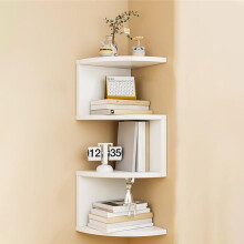 Corner Shelf | No Drill Wall Mount Organizer | 5-Tier Wood Storage Unit for Living Room Bedroom Kitchen | 20x20x65cm Black or White