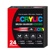 Acrylic Paint Pens Set – Soft Brush Tip, Washable, for Rock/Wood/Fabric/Canvas, DIY Crafts (12/24/36/48 Colors)