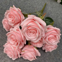 9-huvuds konstgjord rosa rosbukett blomma bröllop brudfotografi rekvisita hem trädgård dekoration simulering siden rosbukett