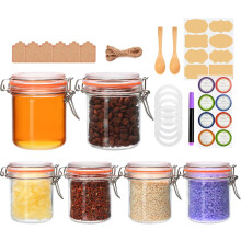 8 oz Airtight Glass Jars with Lids – Set of 6