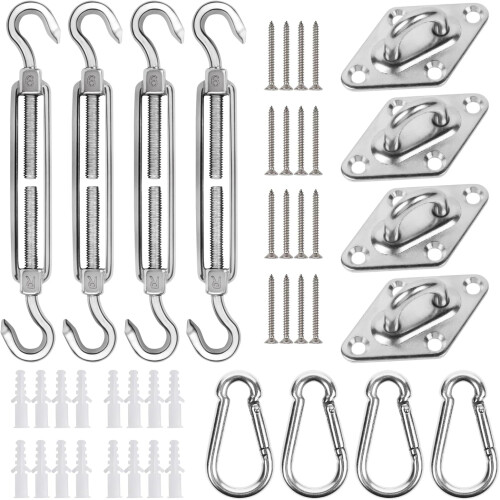 Kit de fixation robuste pour voile d'ombrage - Acier inoxydable 304