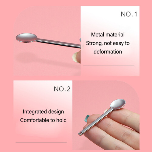 3pcs Metal Cosmetic Spatulas, Round Head, Lightweight Makeup Tool 2