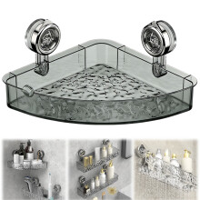 Shower Caddy with Suction Cup – No-Drill, Waterproof, Transparent Organizer for Bathroom/Kitchen (12.59"x9.05"x1.77")
