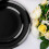 Platos desechables de plástico negro, 100 unidades 3