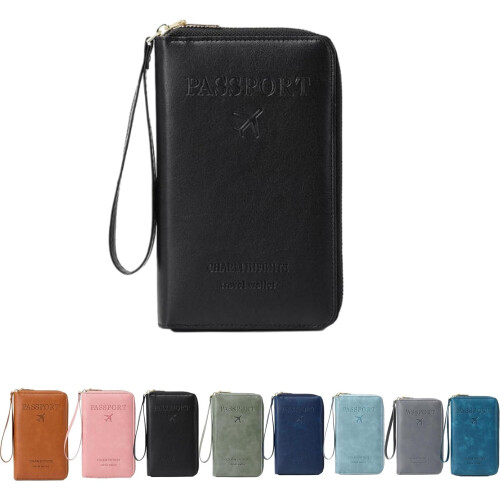 Multifunctional Rfid Passport Wallet, Rfid-Blocking Passport Wallet — Secure, Stylish (B)