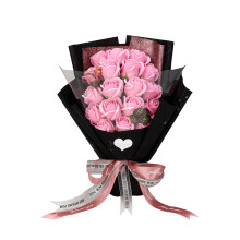 Bouquet de roses roses éternelles avec coffret cadeau, fleurs artificielles longue durée pour anniversaire, mariage et Saint-Valentin
