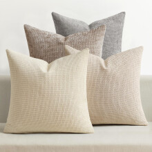 Set di 4 federe per cuscini decorativi neutre da 45x45 cm, serie beige/marrone neutro - ciniglia testurizzata per divano, letto e soggiorno