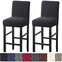 Housses extensibles pour tabourets de bar avec dossier, jacquard, lot de 2