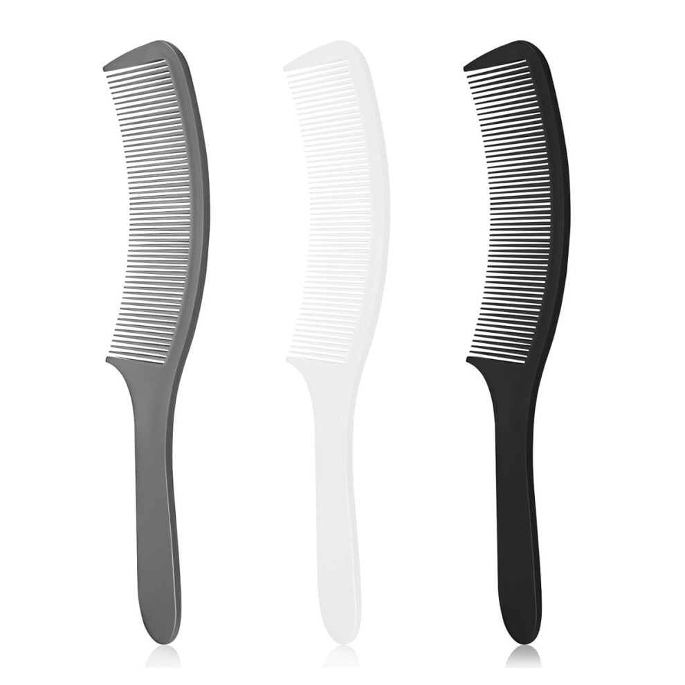 3PCS Curved Barber Clipper Comb Set,erfect for Professional Haircuts and Styling, Ergonomic Flat Top Design,Black, White, Gray