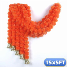 Sfondo festivo per palcoscenico di matrimonio: confezione da 15 ghirlande di calendule da 4,5 x 1,5 metri con campanellini, toran impermeabile