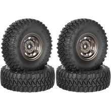 4 stuks 1,55" aluminium beadlock wielen en banden voor 1/10 RC crawler – Compatibel met D90, TF2, Tamiya CC01/CC02, LC70, JIMNY, Axial AX90069