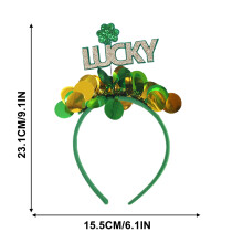 Décorations de serre-tête trèfle vert pour la Saint-Patrick, ruban vert pailleté porte-bonheur en forme de trèfle pour les fêtes et les
