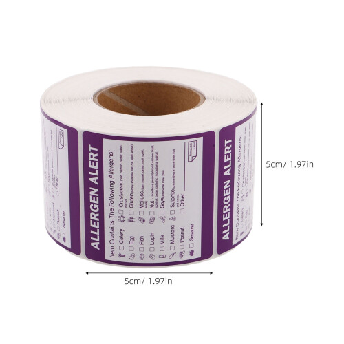 Purple Allergen Warning Stickers Roll – 2 Inch 1