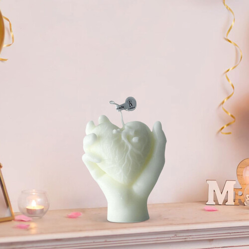 Vela aromática con forma de corazón – Blanca, 10 cm 2