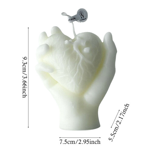 Vela aromática con forma de corazón – Blanca, 10 cm 1