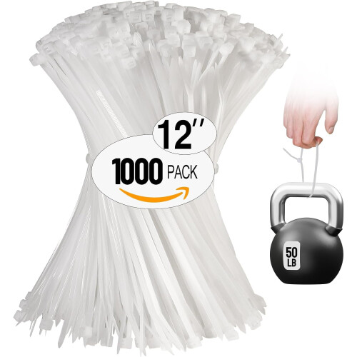 Λευκά νάιλον φερμουάρ 12in1000pack50lb αντοχής 1