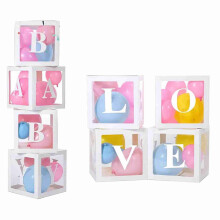 Balloon Boxes White Clear Baby Shower Decorations Block Boxes for Birthday Party Proposal Confession Engagement Home