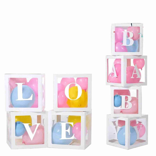 Balloon Boxes Clear Plastic with Cardboard Base (4Pack) 1