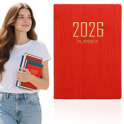 2026A6 Σημειωματάριο Ημερήσιου Ατζέντας 5,7x8,1 ίντσες Κόκκινο