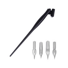 Dip Pen Holder with 4 Interchangeable Tip for Writing Art Drawing Oblique Dip Pen Holder Adjustable Removable Flange