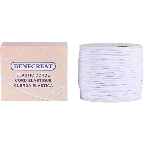 2mm 50 Yard Elastic Cord Stretch Thread Beading Cord Fabric Crafting String (2mm White) for DIY 1