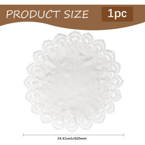 Runde Jacquard-Deckchen (61 cm Durchmesser) mit Spitzenbesatz 1