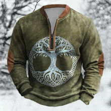 Age Norse Mythology Midweight Pullover Sweater For With Half Zip Neck Design