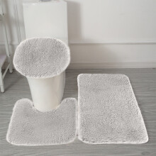 Ensemble de 3 pièces pour salle de bain : tapis de bain uni et tapis de toilette en forme de U. Tapis de douche doux et absorbant, antidérapant,