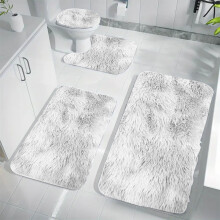 Ensemble de tapis de bain blancs moelleux en microfibre, 4 pièces