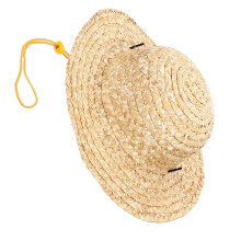 Kids Farmer Dog Costume Sombrero Straw Hat Khaki Outdoor Accessory 1 Piece Comfortable
