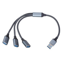 Cabo divisor USB Y 3 em 1, cabo divisor de energia USB, cabo divisor USB 2.0 macho para 3 USB fêmea, transferência de dados e carregamento.