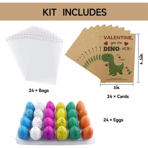 24 Dino-Eier-Schlüpf-Valentinskarten für Kinder 2