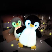 Pingouin lumineux LED de 25 cm avec veilleuse colorée, peluche douce, cadeau idéal pour les enfants à Noël ou pour un anniversaire, Pingouin