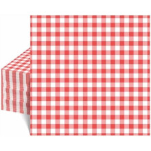 80 Pcs Red Gingham Napkins, 6.5X6.5 Inch Red and White Checkered Napkins Plaid Picnic Napkin Gingham Party Supplies for BBQ, Bar, Birthday