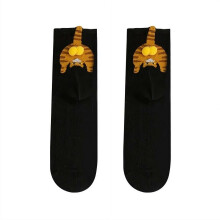 Chaussettes à motifs de chats avec balles, 1 paire, chaussettes montantes amusantes pour couples et amoureux des chats, toutes saisons