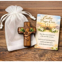 Easter Prayer Cross Set – Hand-Carved Pocket Cross Gift Ensemble, Christian Easter Keepsake, Compatible with Faith & Renewal